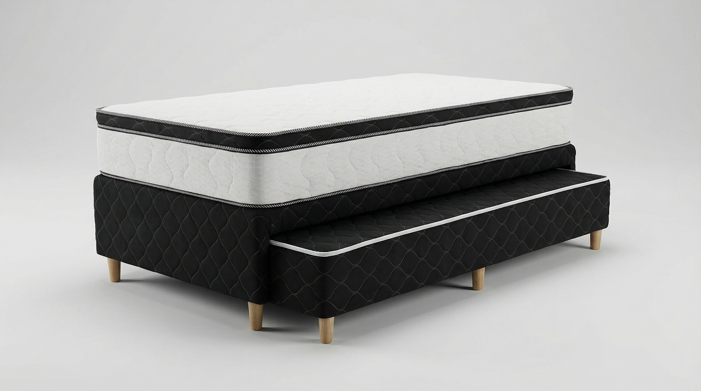 Cama Duo · Europea con colchón doble